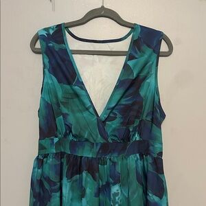 Floral Sleeveless Dress in Blue and Green
